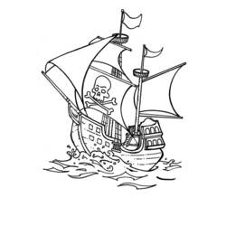 Раскраска: Пиратский корабль (транспорт) #138413 - Раскраски для печати